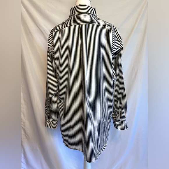 Paul Fredrick Non-iron Cotton Stripe Dress Shirt With Contrast Trim - Picture 7 of 14